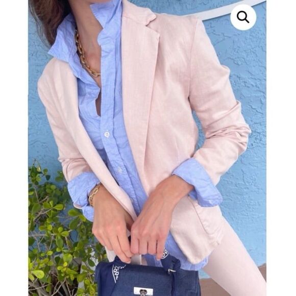 Frank & Eileen Dublin Italian Performance Denim Blazer Jacket in Pink Size XS - Picture 2 of 8